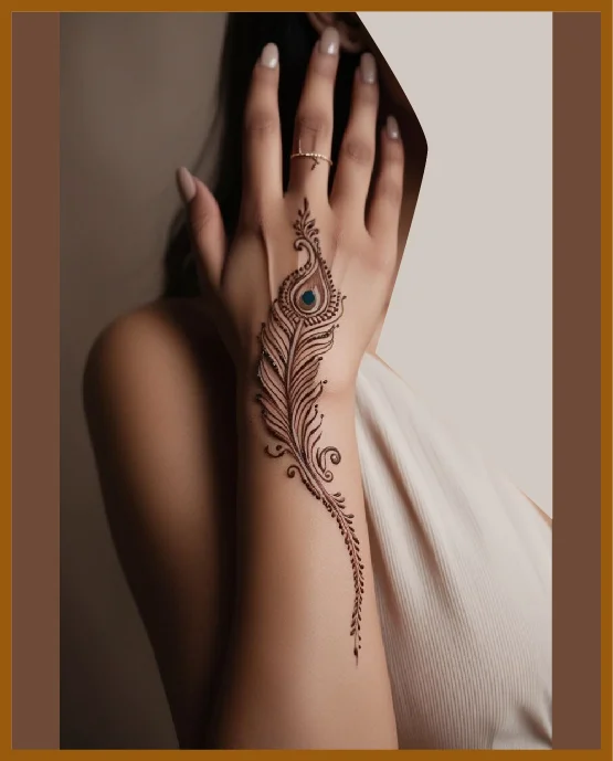Peacock Spiral Curves In Modern Back Hand Mehndi Design